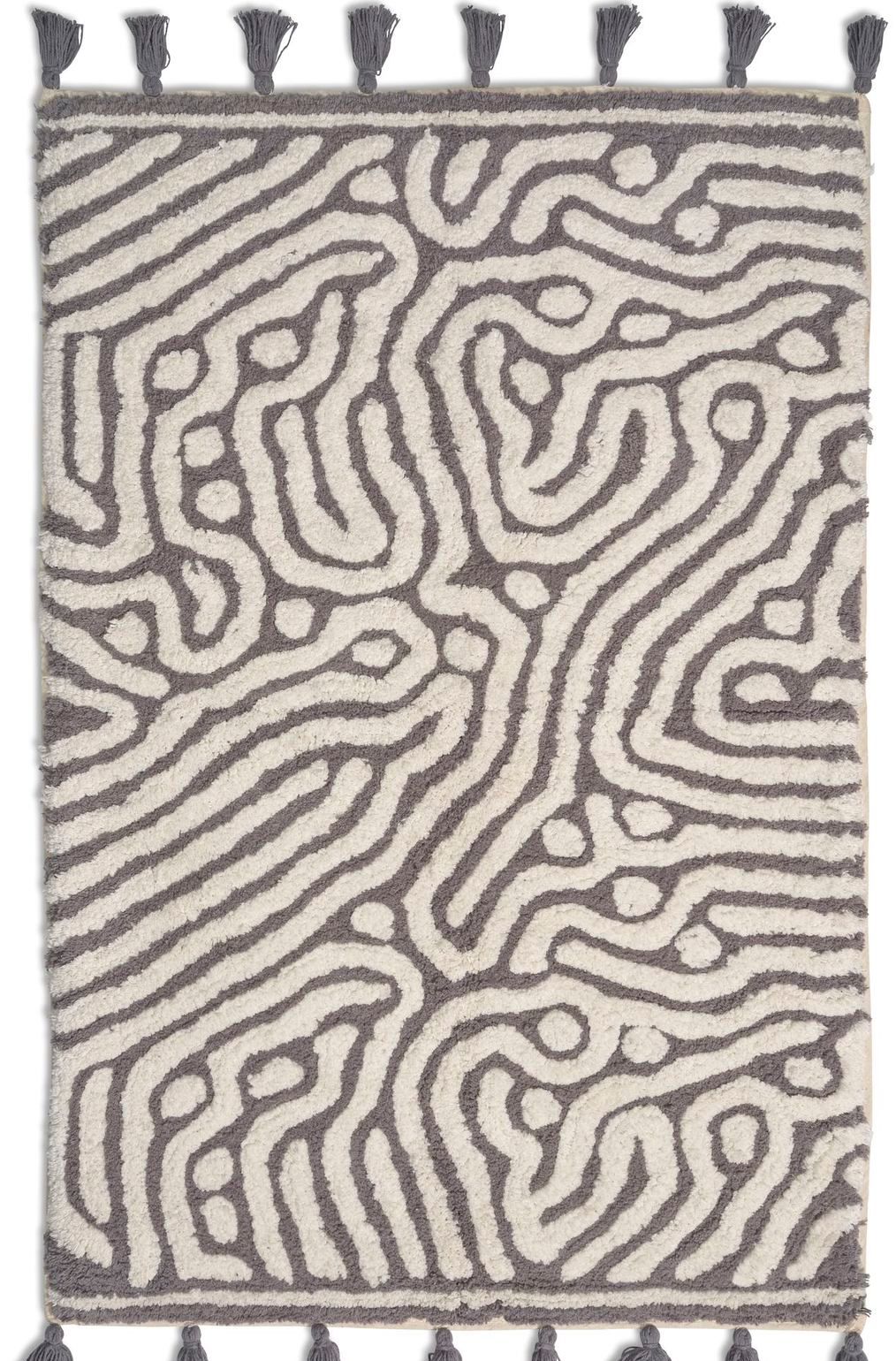 Badrumsmatta Maze  Titanium/Vit 60 x  90 cm