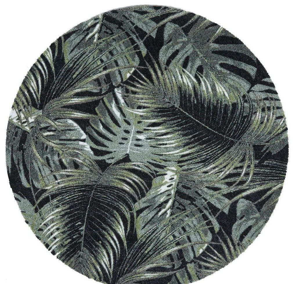 Badrumsmatta Palm Leaves Grön 100 cm rund