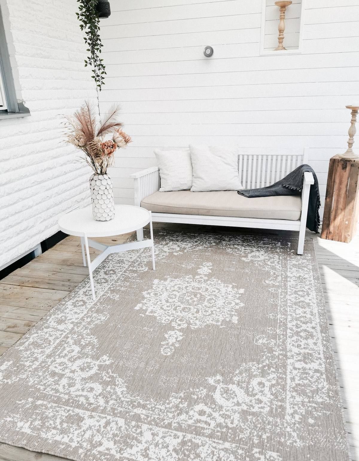 Balkong och altan Teneriffa Beige-Vit 160 x 230 cm