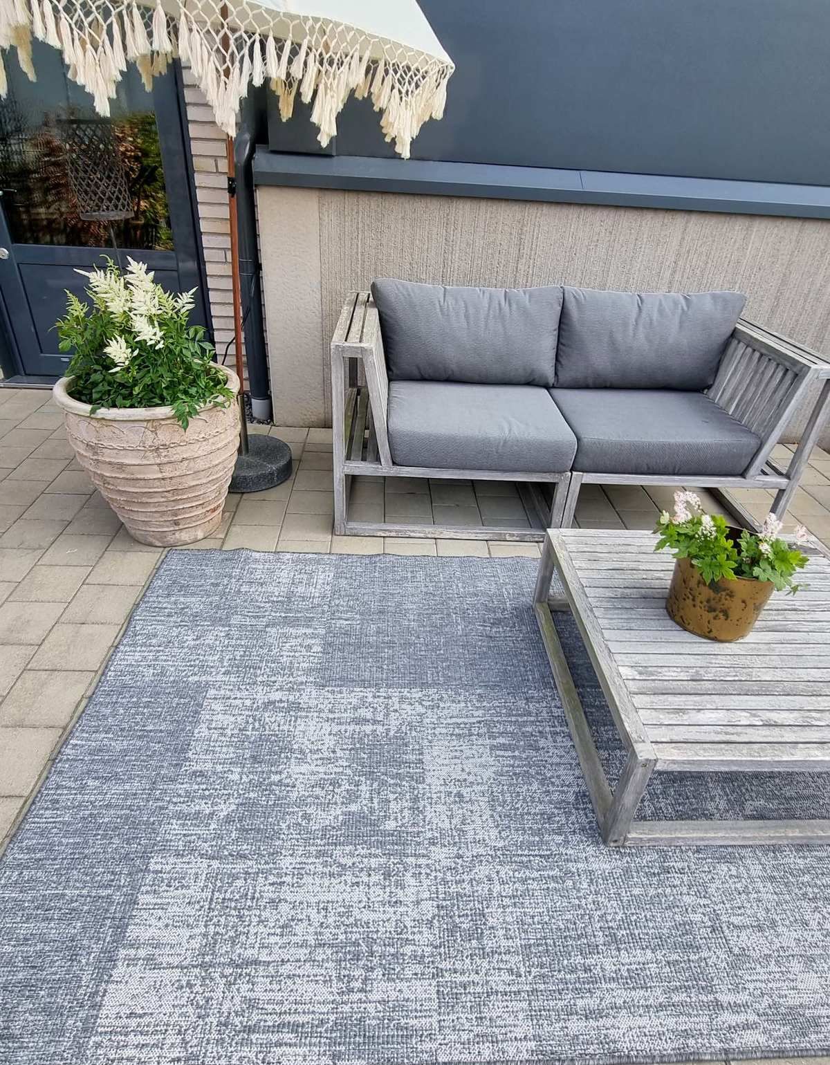 Balkong och altan Ibiza Silver-vit 160 x 230 cm