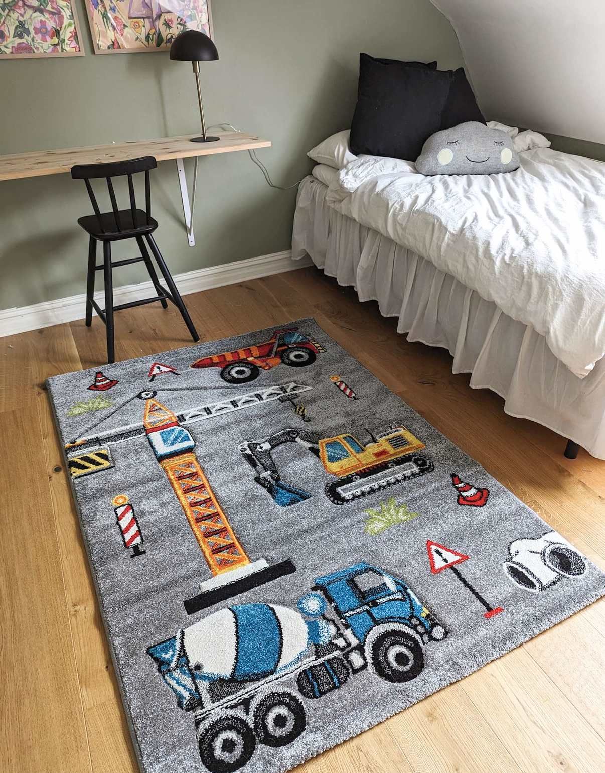 Barnmatta Construction Grå 120 x 170 cm