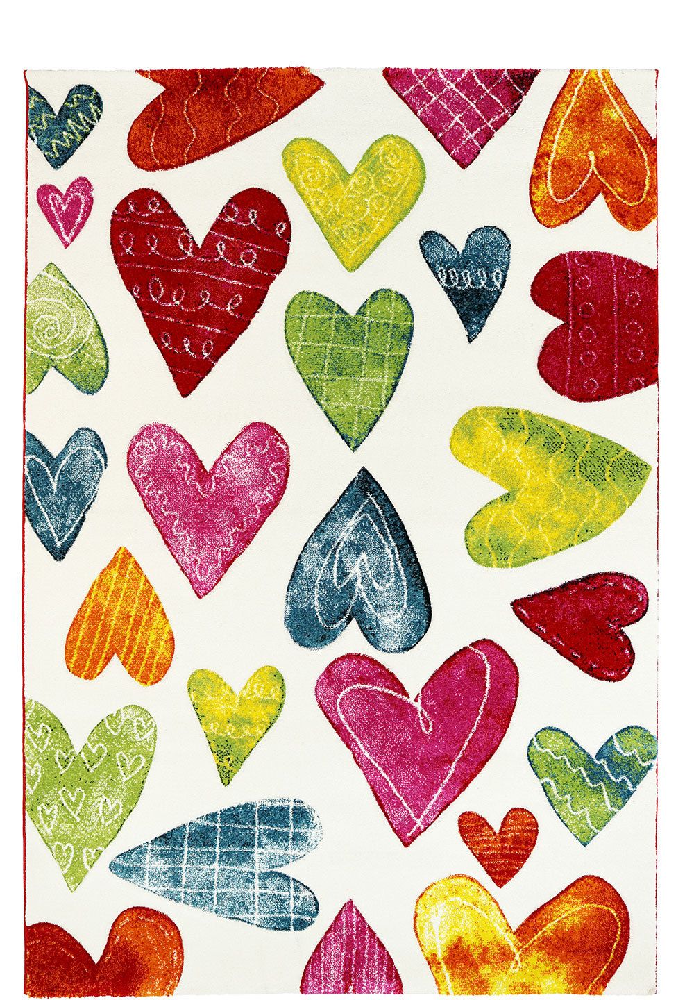 Barnmatta Hearts Vit 120 x 170 cm