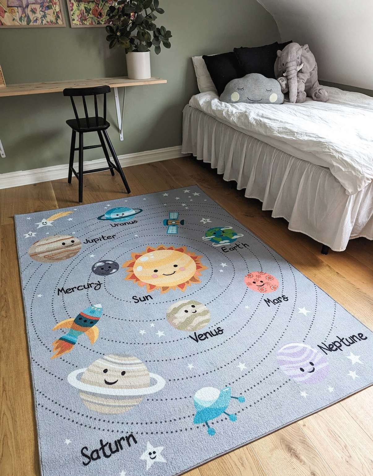 Barnmatta Universum Grå 160 x 230 cm