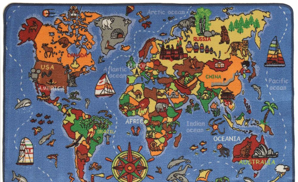 Barnmatta World Map Multi 133 x 200 cm