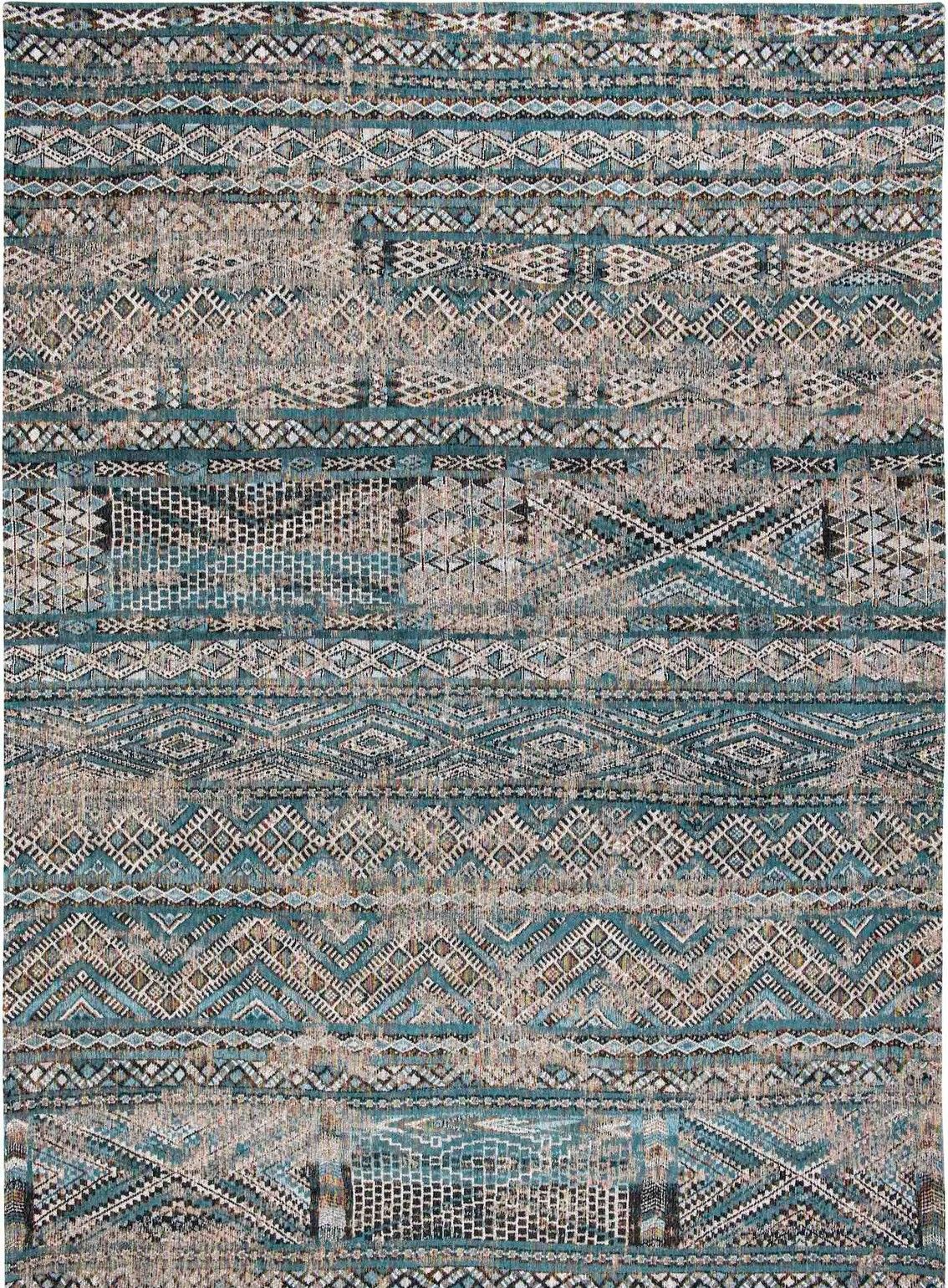 Orientalisk matta Kilim - Antiquarian Collection - 140 x 200 cm - Zemmuri Blue - (Tunn, Lättstädad)