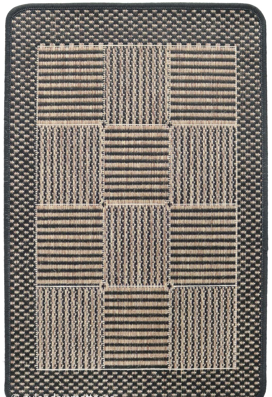 Flatvävd matta Rutan Svart 80 x 230 cm
