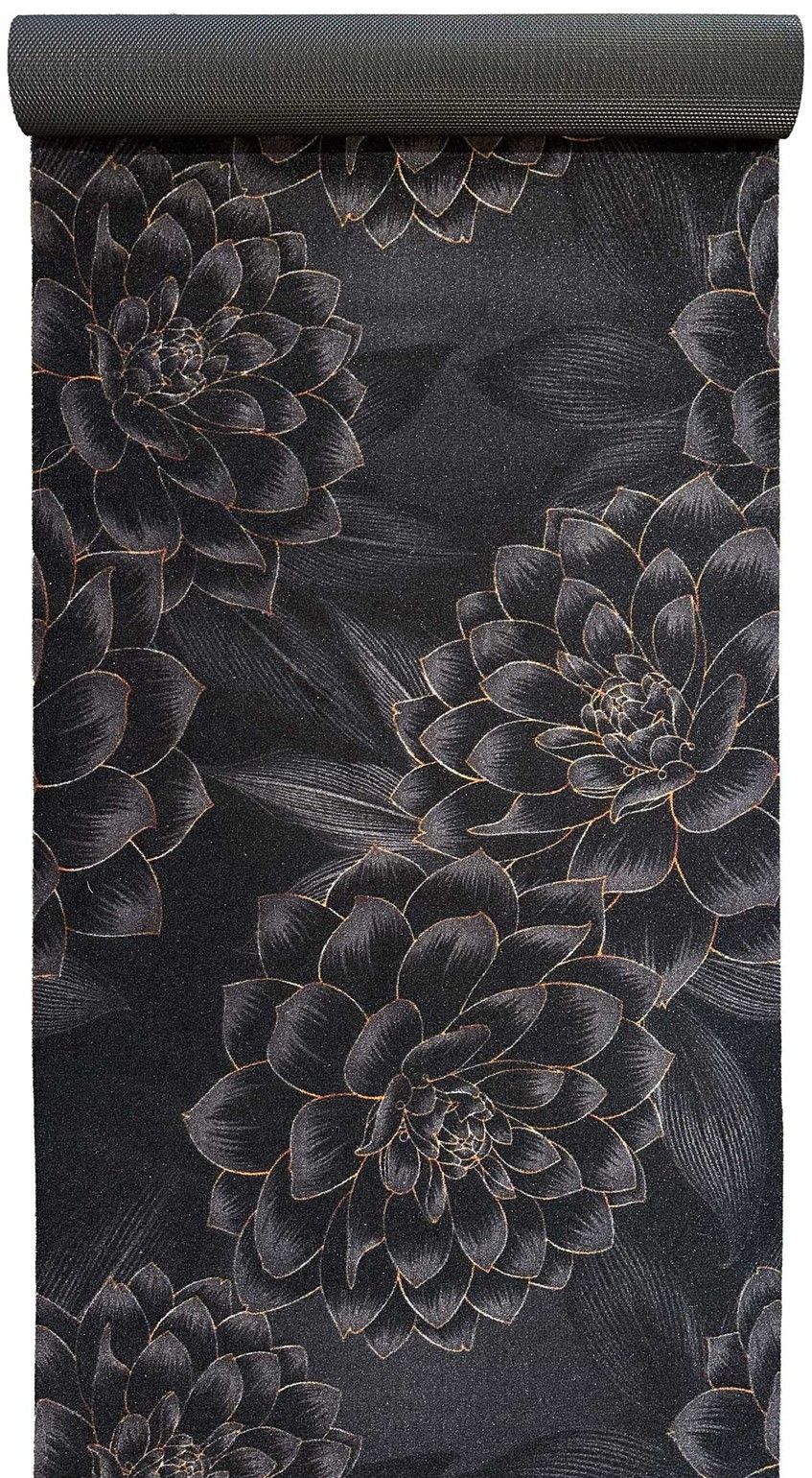 Gångmatta på metervara Entry Floral  Black 66 cm bredd metervara