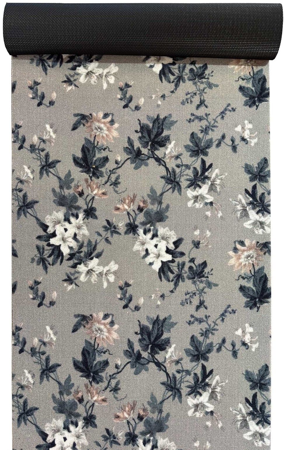 Gångmatta på metervara Entry Vintage Flowers Grey 66 cm bredd metervara