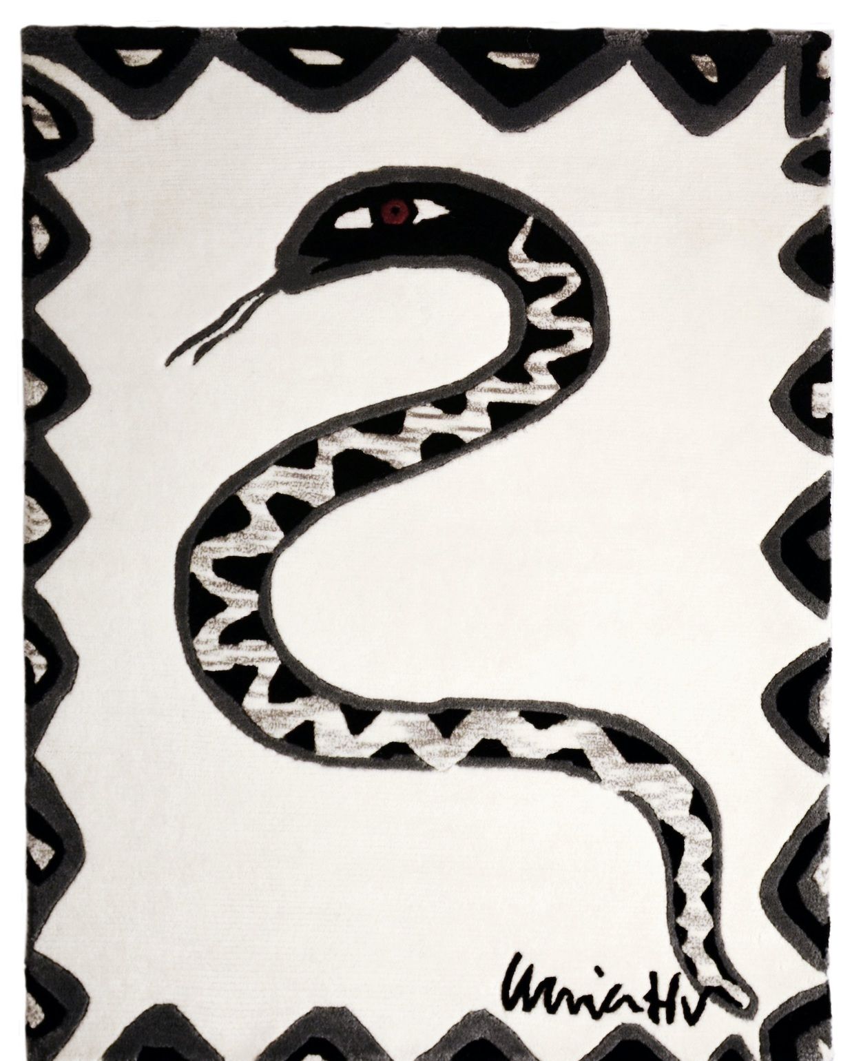 Handknuten matta Snake Grå 140 x 200 cm
