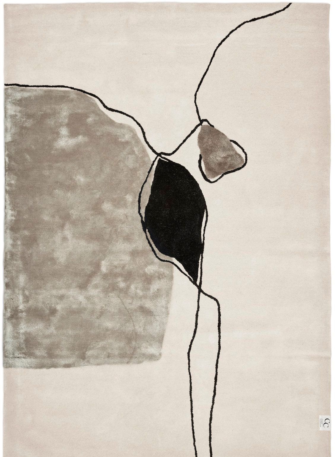 Handtuftad matta Abstrakt Ivory 200 cm rund