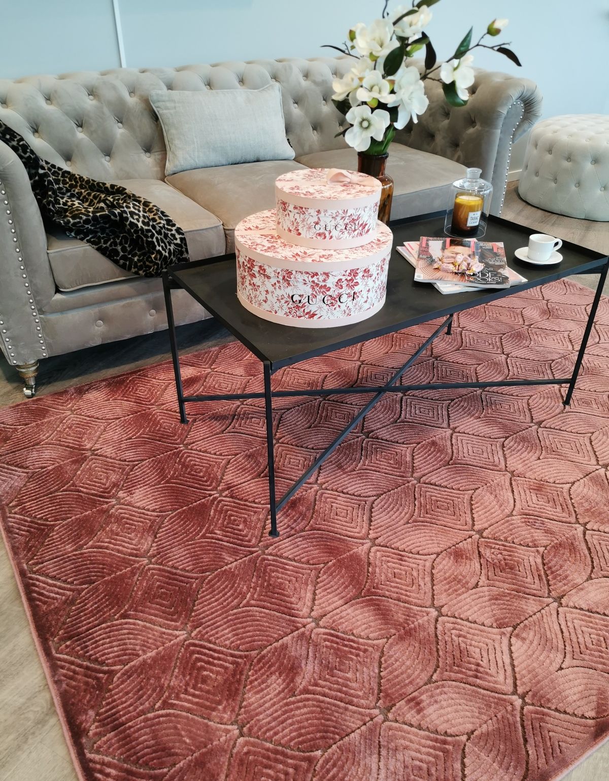 Konstsilkesmatta Claremont Dusty Red 200 x 290 cm