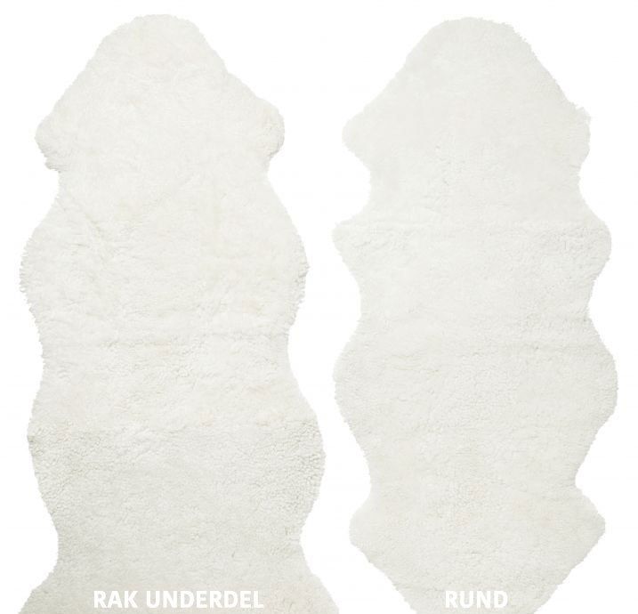 Skinn Curly 1,5-set - ett och ett halvt lammskinn White 55 x 135 cm (rak kant)