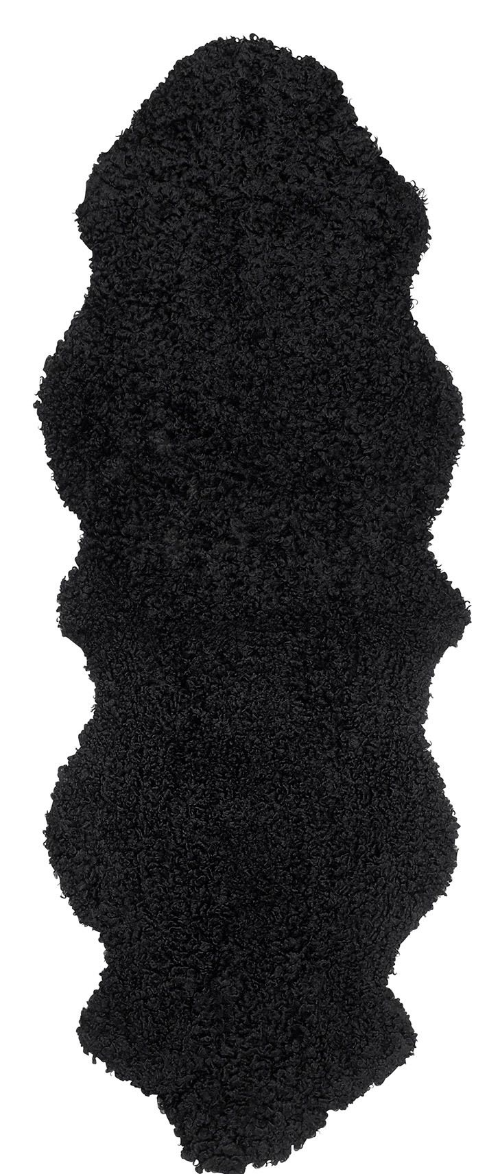 Skinn Curly 2-set Black 60 x 180 cm