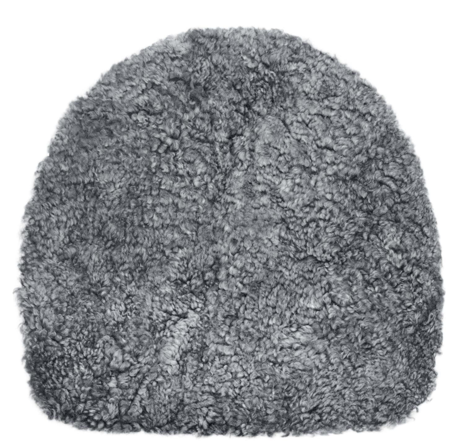 Skinn Stolsdyna i lockigt fårskinn Charcoal grey-silver 34 x  36 cm