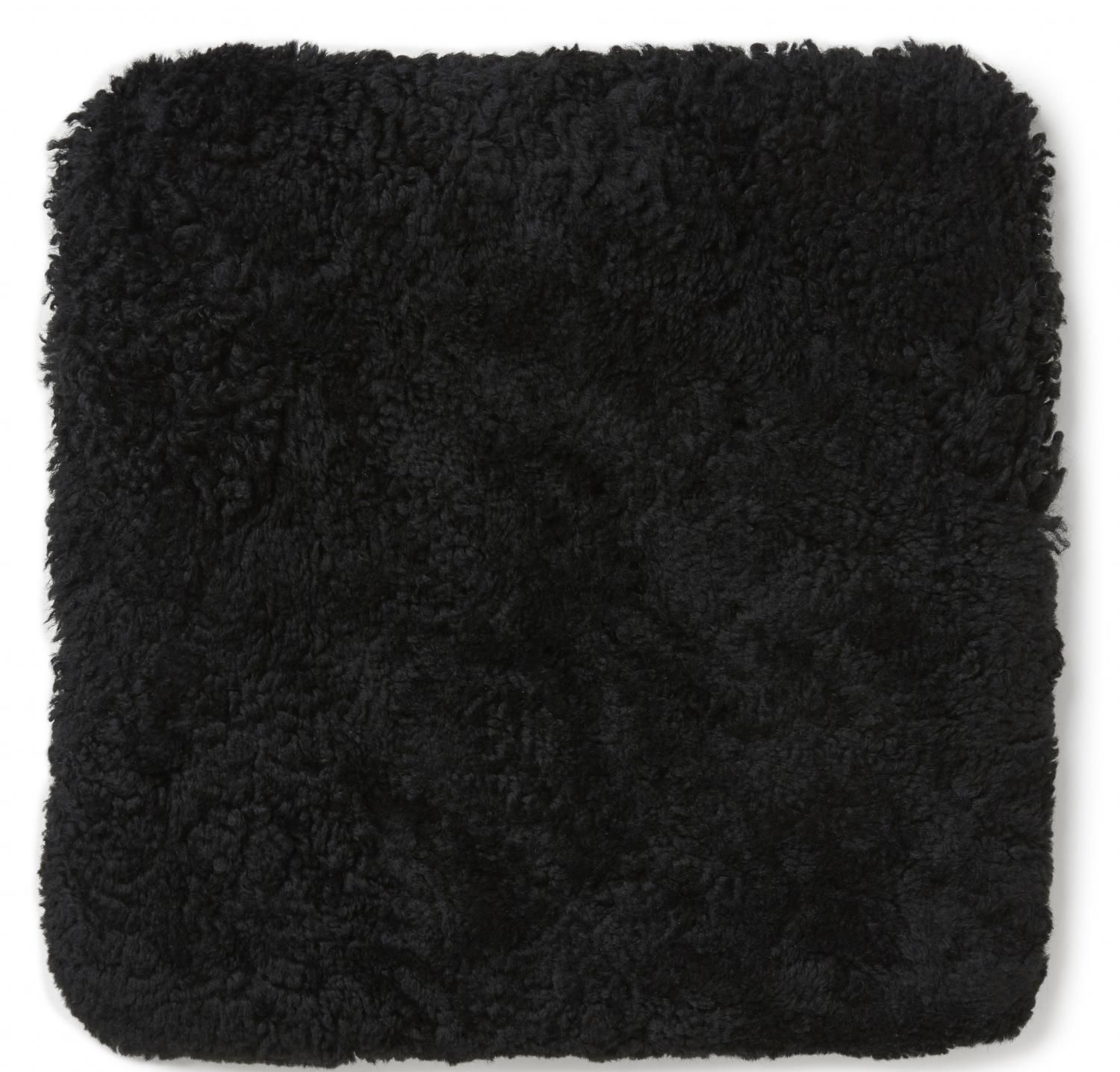 Skinn Stoppad fyrkantig stolsdyna i fårskinn Black 40 x  40 cm