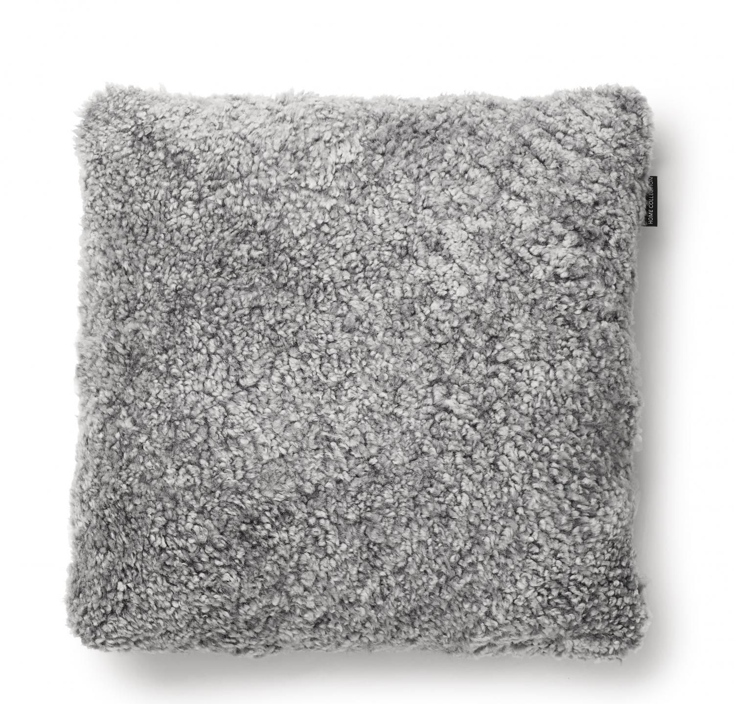 Skinn Curly kuddfodral i äkta fårskinn Charcoal grey-silver 45 x  45 cm