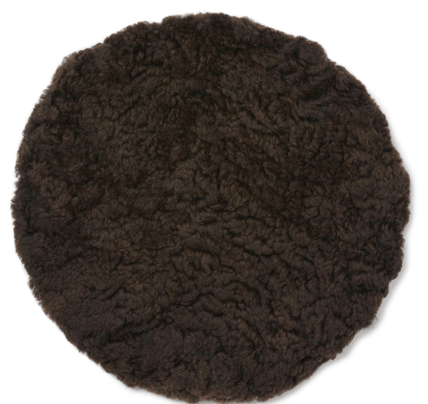 Skinn Stoppad rund stolsdyna i fårskinn Brown 34 cm rund