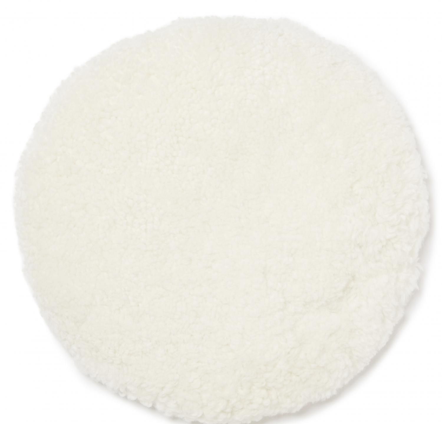 Skinn Stoppad rund stolsdyna i fårskinn White 34 cm rund