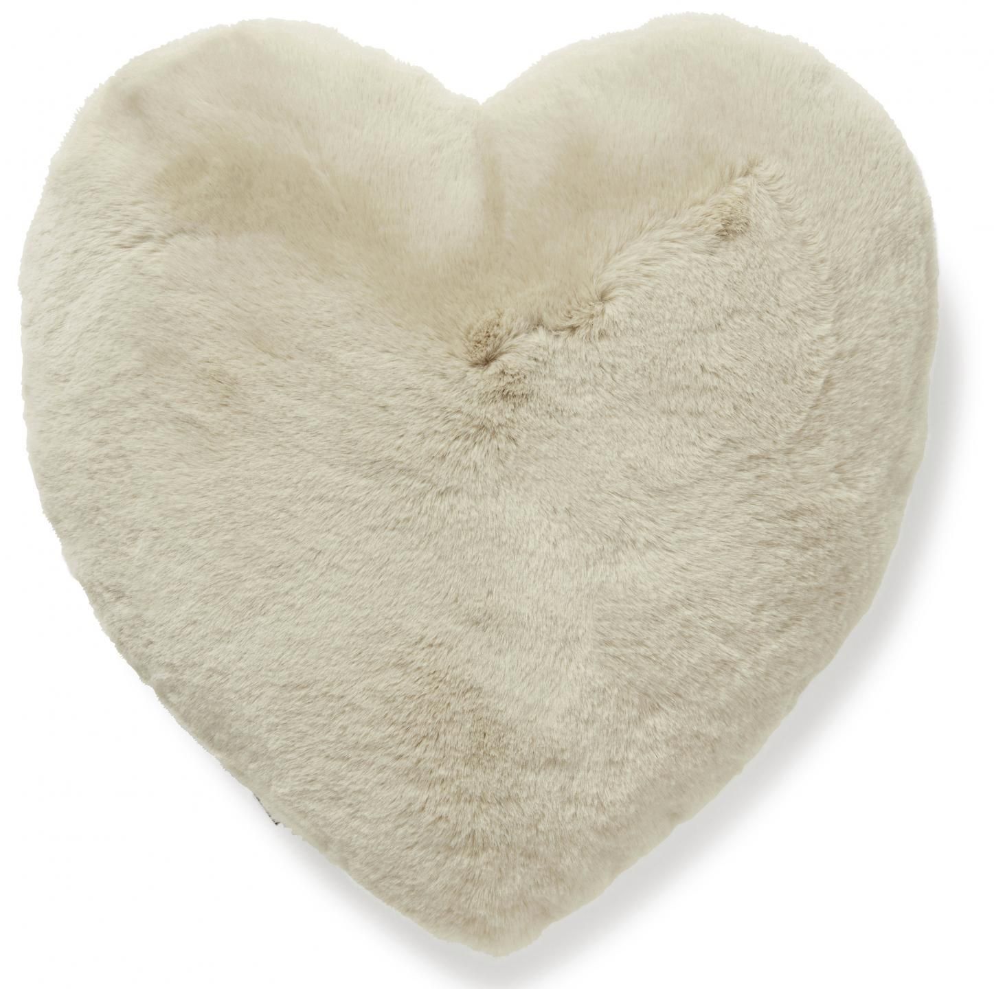 Skinn Fluffy Heart hjärtformad kudde i fuskpäls Beige 45 x  45 cm