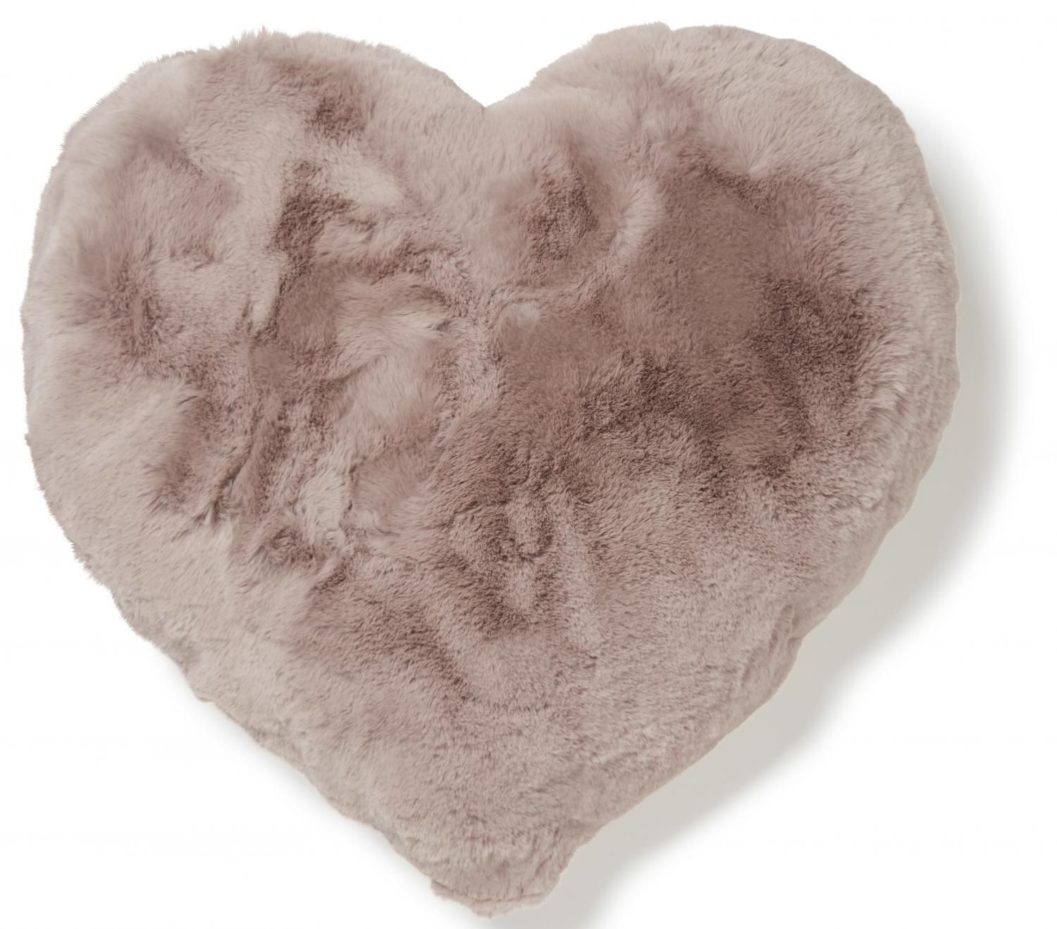 Skinn Fluffy Heart hjärtformad kudde i fuskpäls Pink 45 x  45 cm