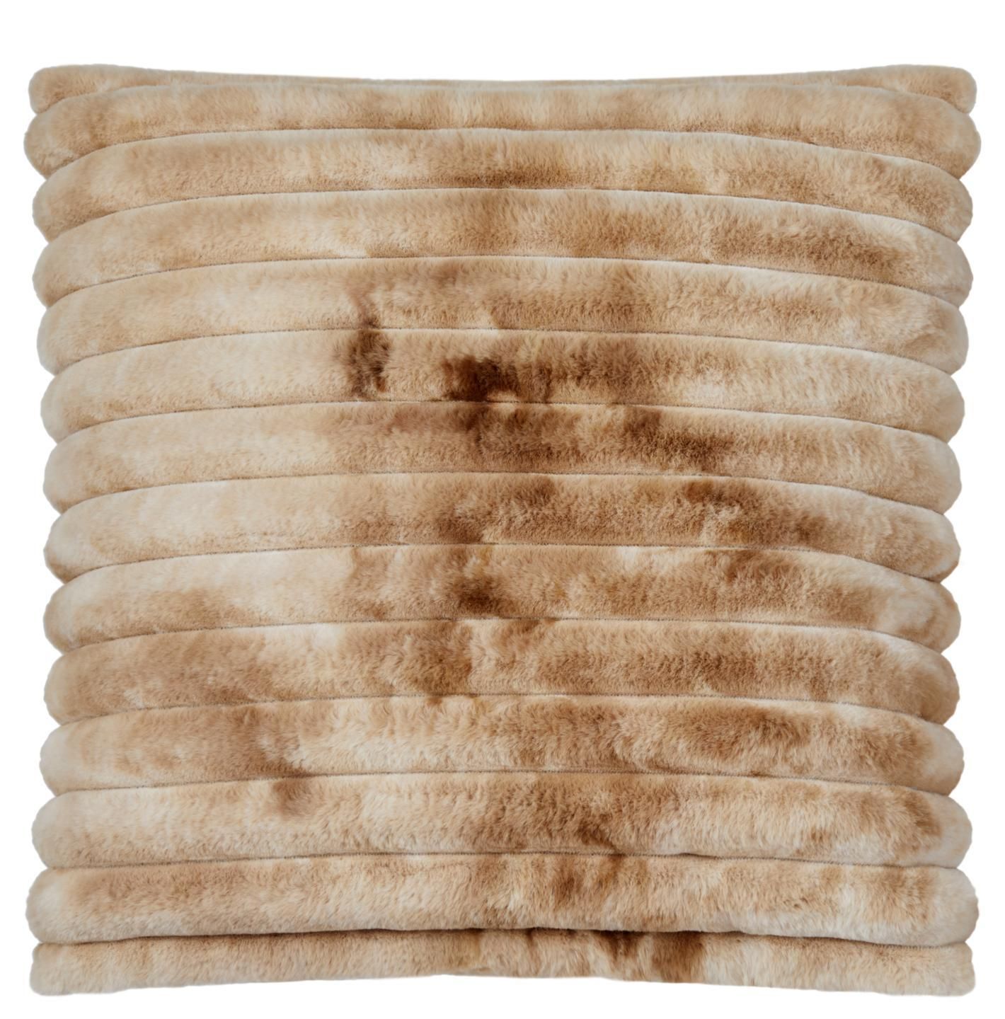 Skinn Stripy randig kudde i fuskpäls Toffee 45 x  45 cm