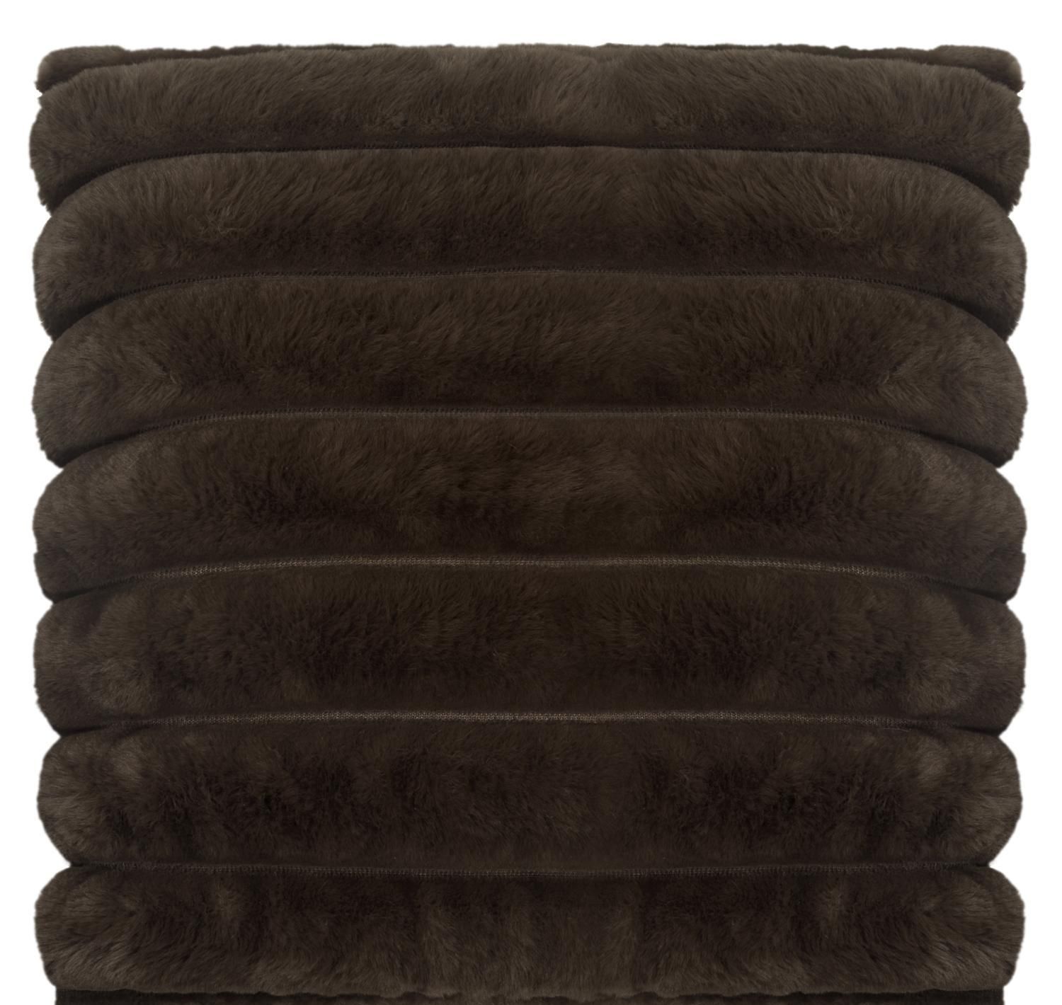 Skinn Wave randig kudde i fuskpäls Dark Brown 45 x  45 cm