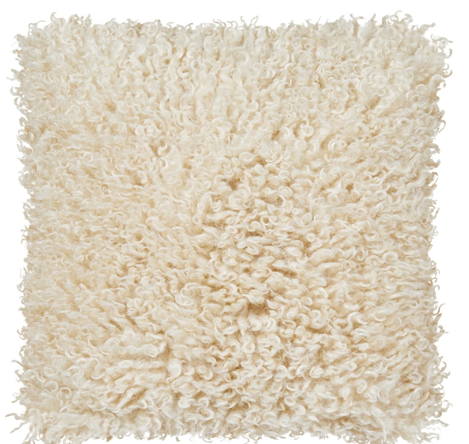 Skinn Wooly lockig prydnadskudde i konstmaterial Beige 45 x  45 cm