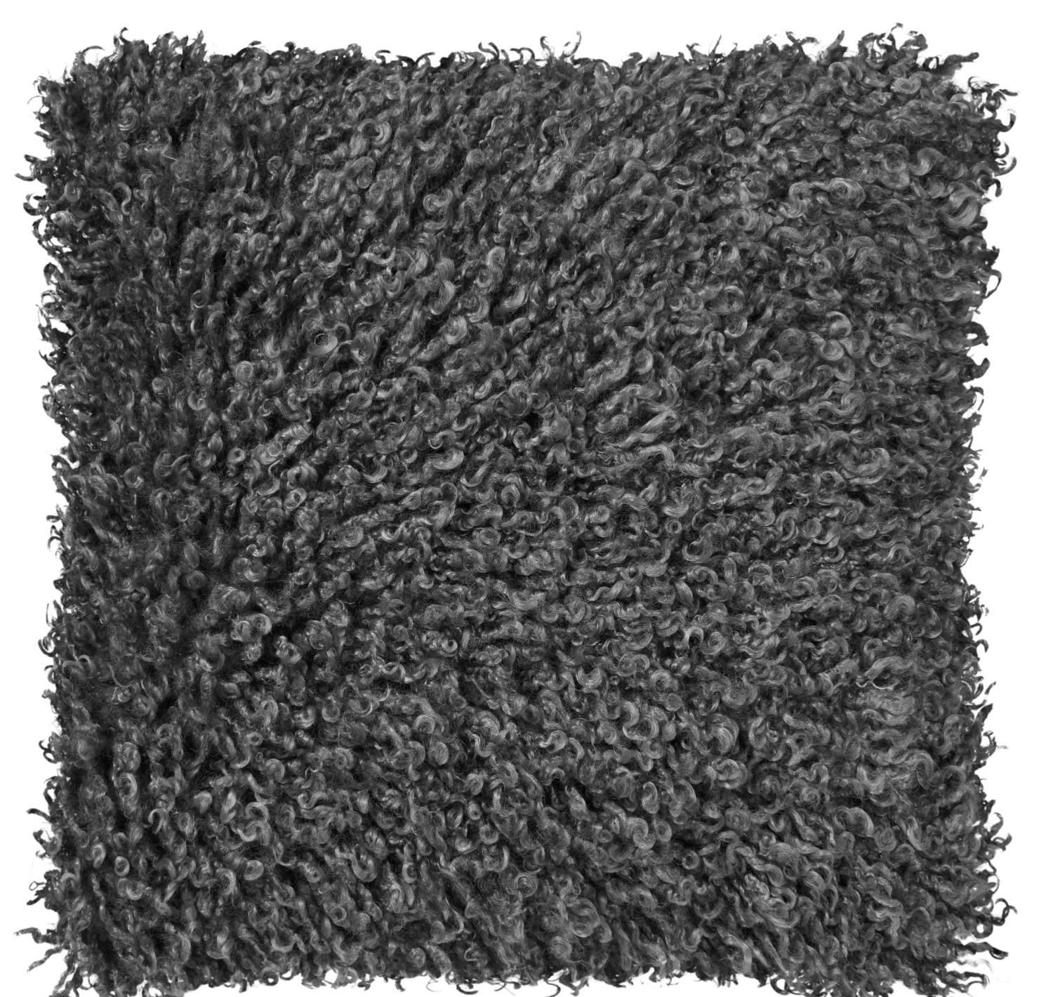 Skinn Wooly lockig prydnadskudde i konstmaterial - 45 x 45 cm - Grey